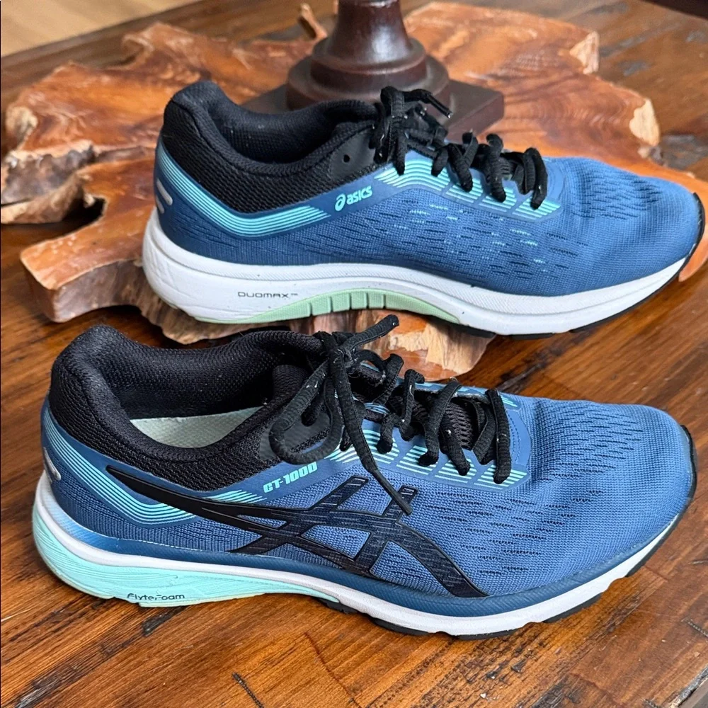 ASICS Women's Blue and Black Athletic Shoes 9 - Picture 4 of 8